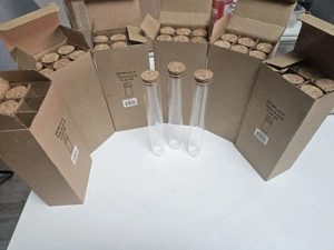 6x6 Glasröhren mit Korkverschluss.Höhe ca. 20 cm.