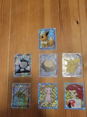 Pokémon Merlin Sticker 1999   7er Set Prism Glitzer