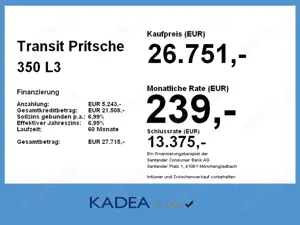 Ford Transit Pritsche 350 L3 EiKa Trend AHK+KAM+SIHZG Bild 4