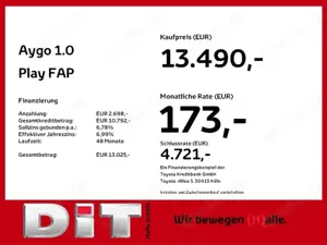 Toyota Aygo 1.0 Play Klima Kamera Sitzhzg Tempomat Bild 3