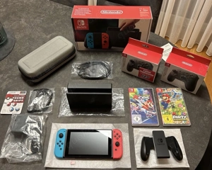 Switch nintendo 1 neon Konsole mit Mario party superstar 