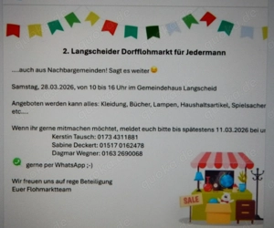 Dorfflohmarkt in Oberwesel-Langscheid 28.3.2  Uhr für jedermann,mit Kaffee und Kuchen