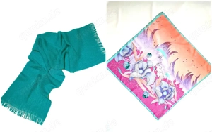 Schal grün, Tuch in pink apricot türkis und weiß