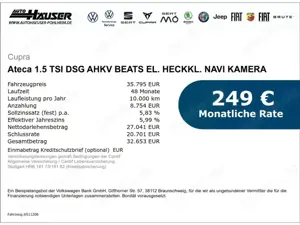 CUPRA Ateca 1.5 TSI DSG AHKV BEATS EL. HECKKL. NAVI KAMERA PAR Bild 2