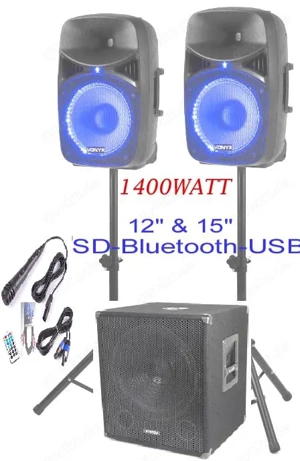 1400WATT Set, USB-Bluetooth-SD, Neuware Festpreis, Karaoke Universell