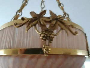 Lucien Gau Romantische Jugendstil-Pendelleuchte mit drei Lichtern und Glas 19563 Bild 4