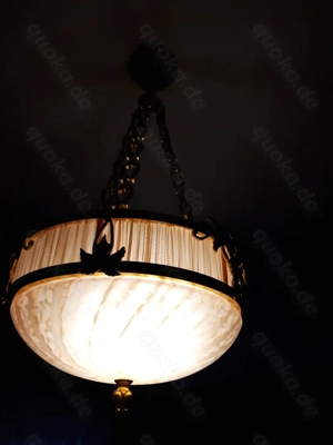 Lucien Gau Romantische Jugendstil-Pendelleuchte mit drei Lichtern und Glas 19563 Bild 2