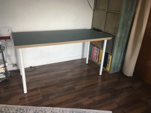 Ikea Schreibtisch Tisch Lagkapten Platte Grau Grün Holzeffekt 140x60 Bild 4