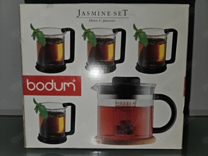 Neuwertig! BODUM Jasmine Set Glas mit Teekanne mit Einsatz und 4 Gläser zusammen 25,-! 