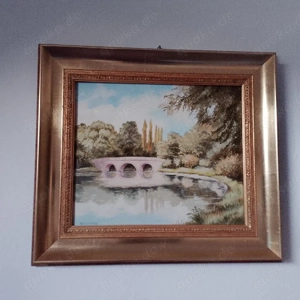 Handgemaltes Ölbild mit Goldrahmen 