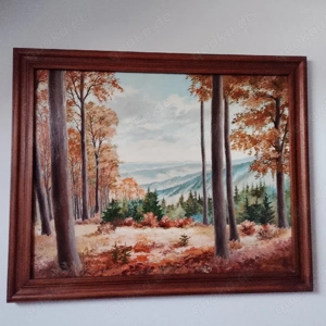 Großes handgemaltes Ölbild mit Rahmen 