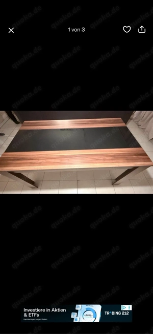 Esstisch Holz mit schwarzer Glasplatte modern zweifarbig