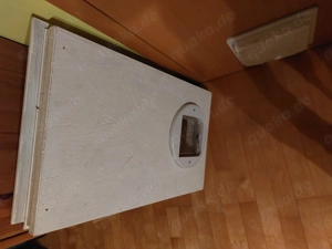 Katzenklappe weiss mit Holzrahmen 42 x 72 zum Einbau als Fensterflügel