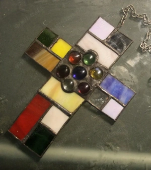 Kreuz Glaskreuz Jesus Ostern Kommunion Konfirmation Tiffany sorgfältige Handarbeit