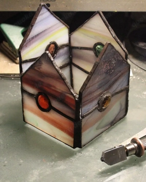 Sehr schönes buntes Windlicht (Tiffany) sorgfältige Handarbeit