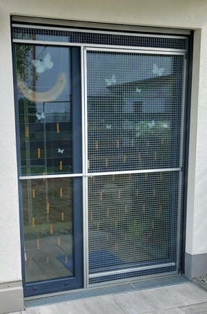 Vorbauelement aus Volierendraht für Terrassentür