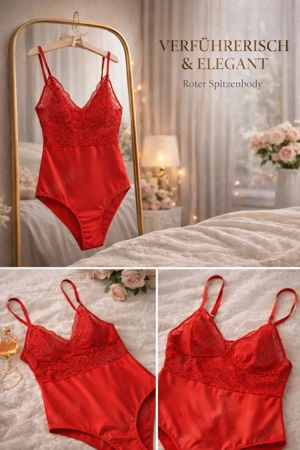 Verführerischer roter Spitzen-Body   Größe L
