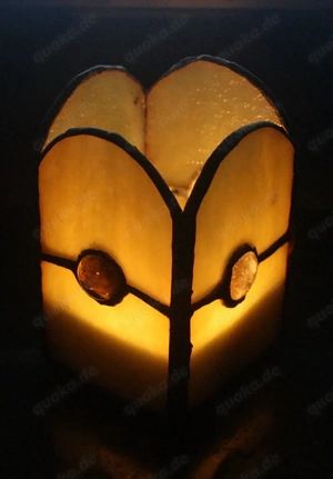 Sehr schönes beiges Windlicht (Tiffany) sorgfältige Handarbeit