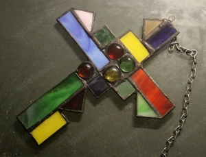 Kreuz Glaskreuz Jesus Ostern Kommunion Konfirmation Tiffany