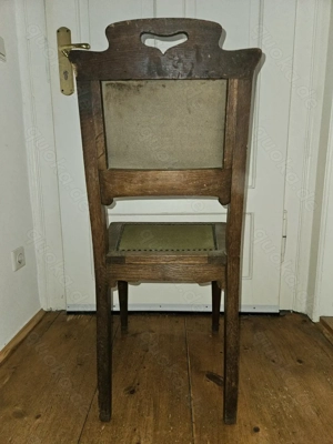 Antik! 2 x Massiver, stabiler Holz Stuhl Eiche ca. 1920 Jugendstil á 50 ! Rarität!  Bild 5