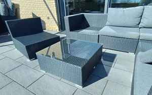 Lounge Set + Esstisch mit 4 Stühlen anthrazit auch getrennt