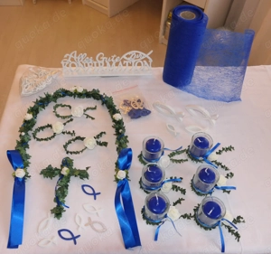 Verkaufe Tischdekoration Konfirmation Kommunion blau