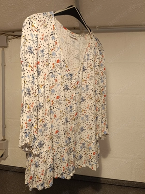 Damen-Bluse "GINA" weiß mit Blümchen und mit Schößchen Gr. 42