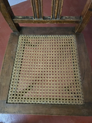 Stuhl Geflecht und Leder Bild 2