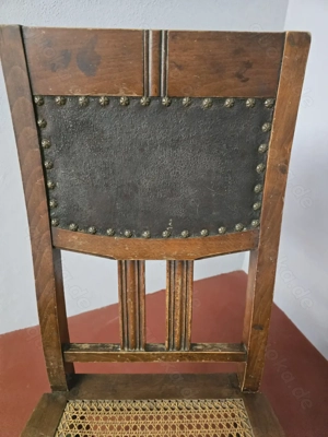 Stuhl Geflecht und Leder Bild 3