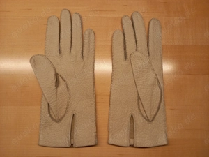 sehr schicke Damenhandschuhe beige elfenbeinfarben Gr. 7 Leder