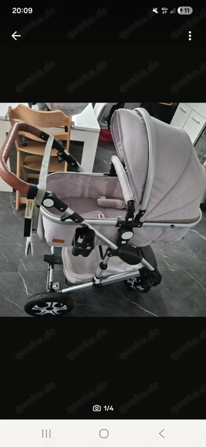 Kidiz 3-in-1 Kombikinderwagen Grau mit Babywanne