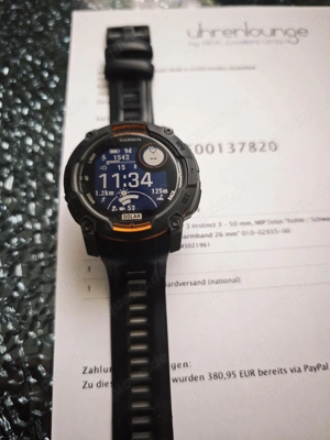Garmin Instinct 3 Solar 50mm GPS Smartwatch Top Zustand mit Rechnung