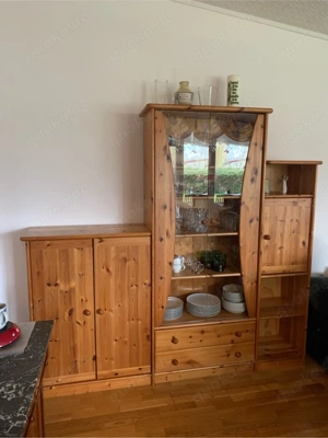 Wohnzimmerschrank - Glasvitrine Kiefer massiv  