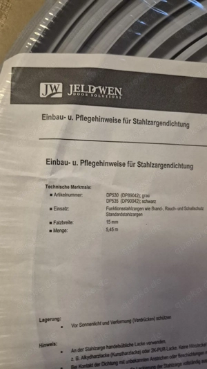 JELD-WEN Stahlzargendichtung Türdichtung Grau   NEU & OVP