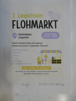 Dorfflohmarkt in Oberwesel-Langscheid 28.3.2  Uhr für jedermann,mit Kaffee und Kuchen