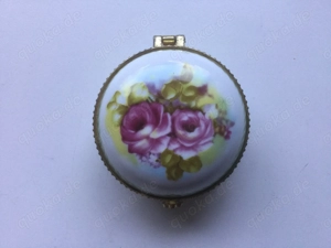 Porzellan Dose Vintage mit Klappdeckel und Rosenmotiv