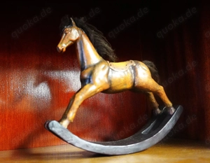 Antikes Kleines Schaukelpferdchen Holz - Schaukelpferd Miniatur Puppenstube