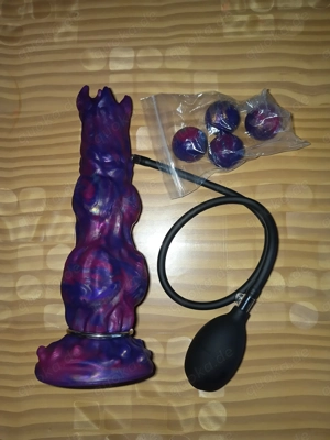 Ovipositor Monster Dildo 25.5cm Aufblasbar Analplug mit 4 Silikoneiern mit Saugnapf neu