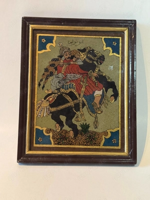 Persische literarische Miniatur mit Dichter Abu Nuwas   Handarbeit   gerahmt