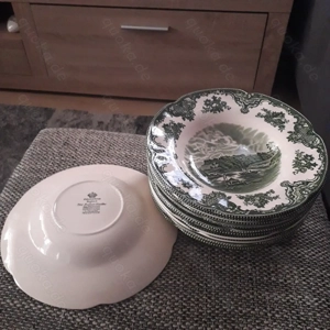 Suppenteller Johnson Bros England Old Britain Castles grün 