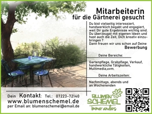 Mitarbeiterin für die Gärtnerei gesucht