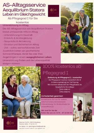 Alltagshilfe, Haushaltshilfe, Seniorenbetreuung   ab Pflegegrad 1 kostenlos   