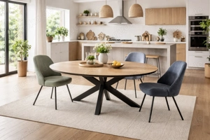 Exclusiver Esstisch, oval, Platte Buche, metallgestell schwarz, neu!