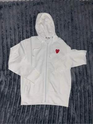 Comme des gar ons Double Heart Zip Hoodie - weiss - M