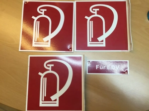 3 x Schild "Symbol Feuerlöscher", gebraucht