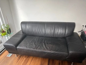 Echtledersofa, schwarz zu verschenken Bild 3