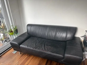 Echtledersofa, schwarz zu verschenken