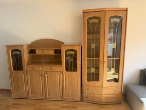 Moderne Wohnwand & Vitrine Buche-Optik   Viel Stauraum, Top Zustand