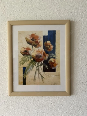 Moderner Kunstdruck Mohnblumen im Rahmen   Bild 45x55 cm