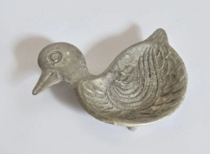 Ente Ablage-Dekoschale klein 8x8cm Gußblei 70er vintage